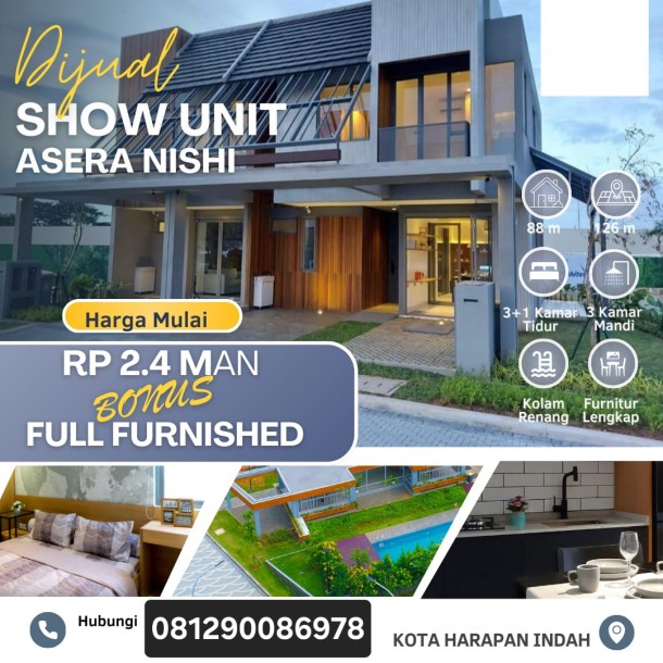Rumah ready stock siap huni di Harapan indah Bekasi, Bonus Full Furnish-1